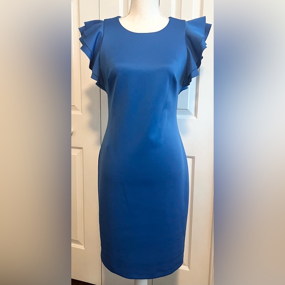 Tommy Hilfiger Flutter Sleeve Sheath Dress Sz 8 - Picture 4 of 6